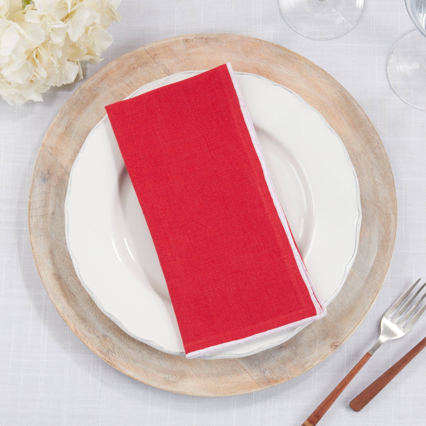 Linen Stonewashed Stitched Border Napkin