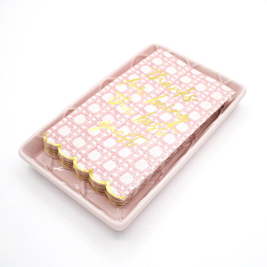 Pink Textured Ceramic Guest Towel Holder Tray