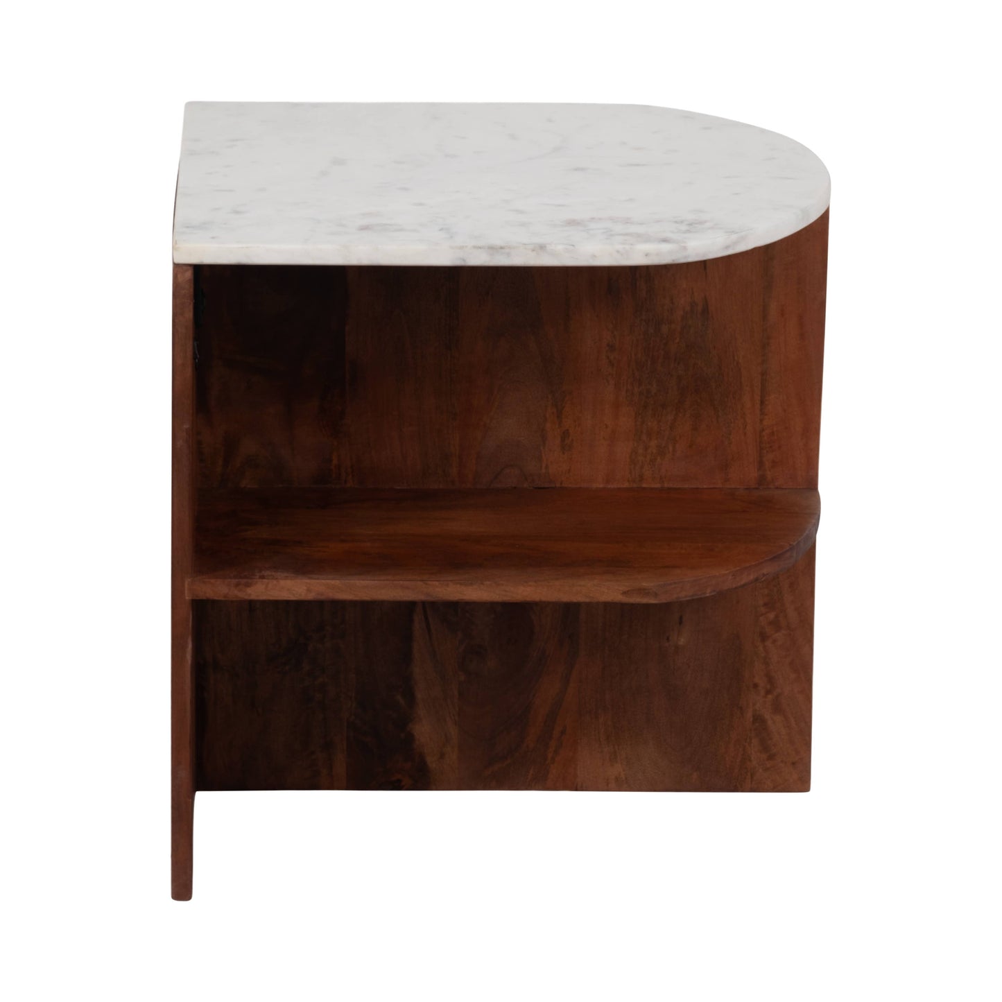 20" in Brown Mango Wood/Marble Half Round Side Table
