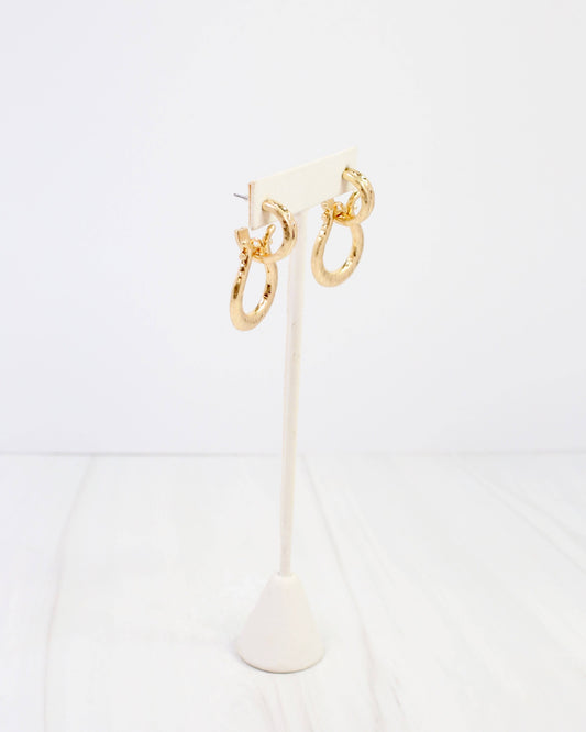 Danville Hammered Horse Bit Earring Worn Gold