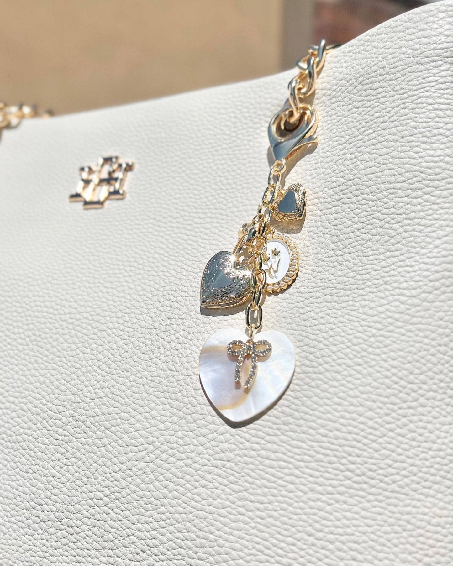 Hearts of Gold Bag Charm Gold