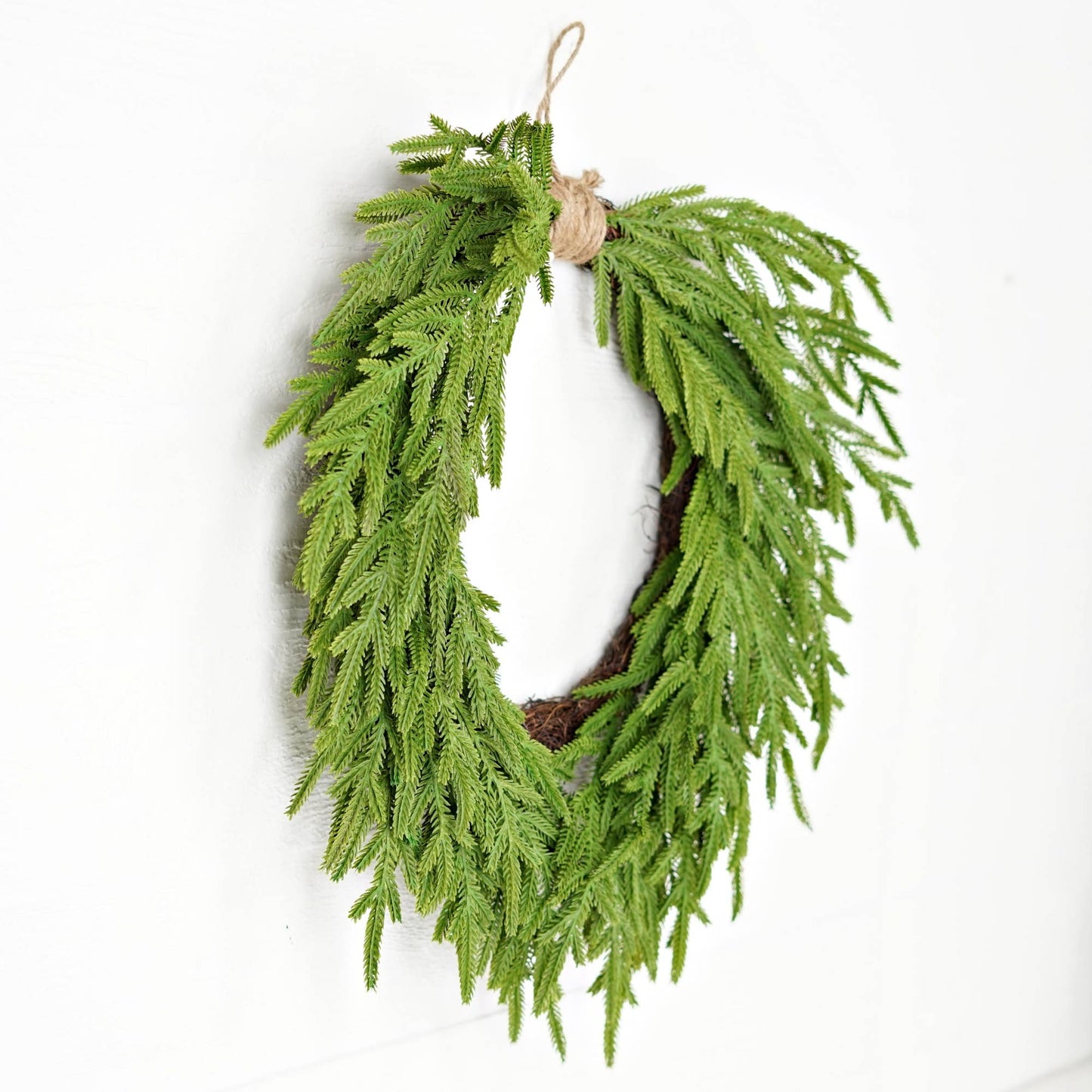 510707- 24inW Heart Twig Wreath-Soft Touch Evergreen Norfolk