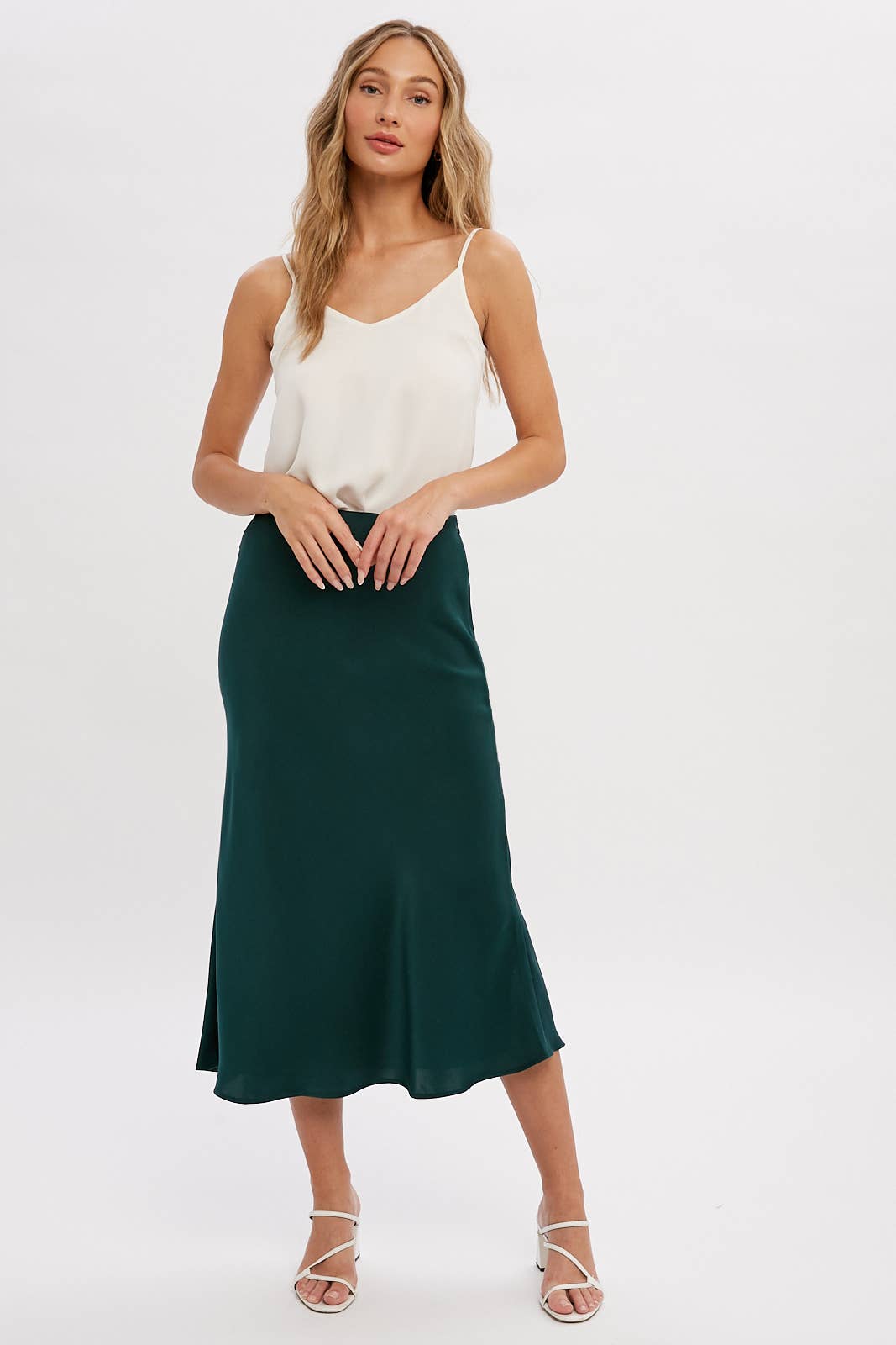 SATIN MIDI SKIRT