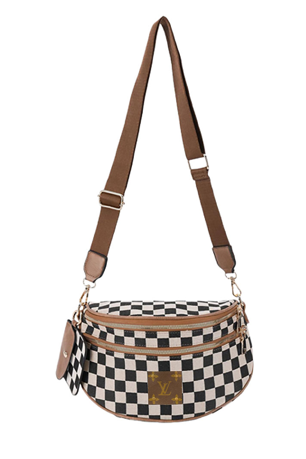Upcycled LV Checker Sling Crossbody Bag