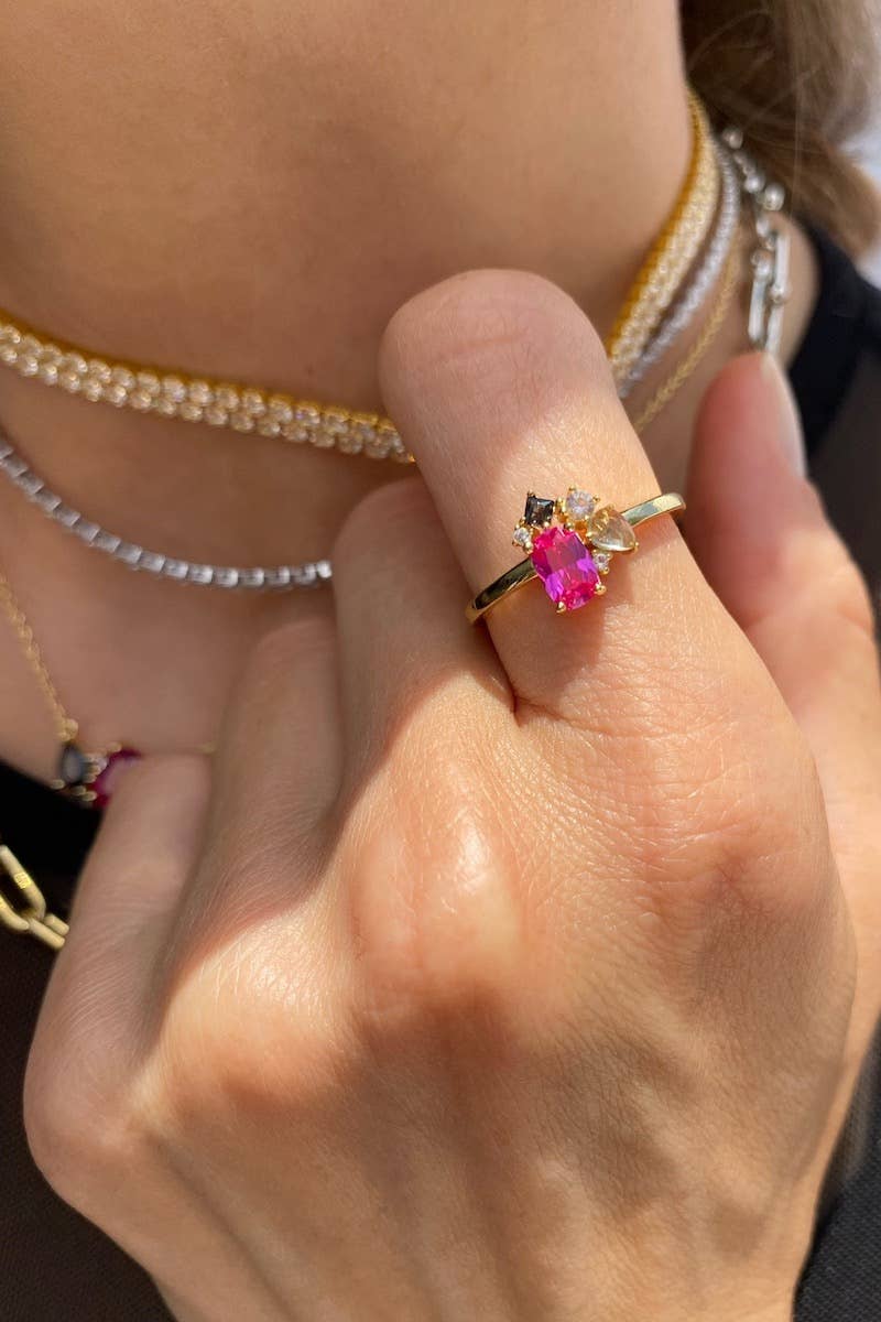 BOUQUET RING- PINK TOPAZ