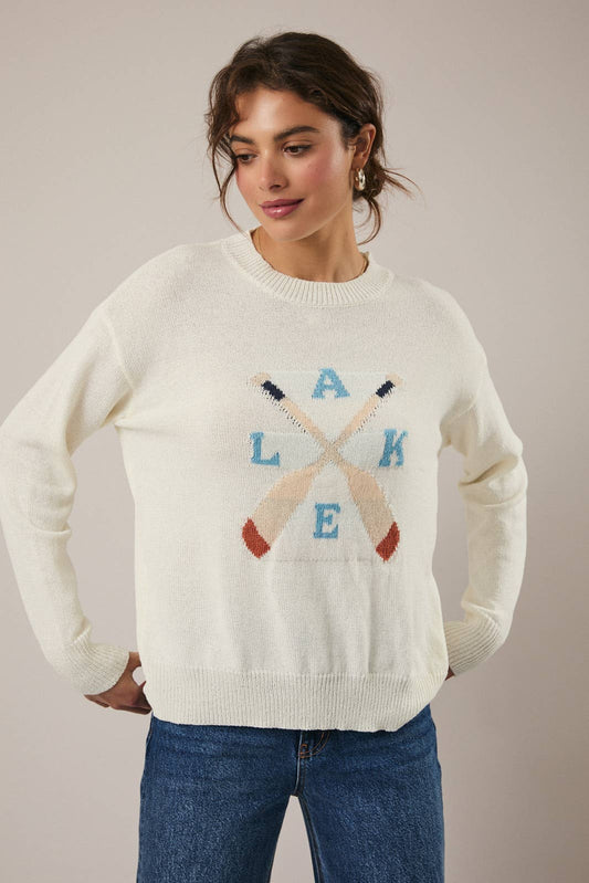 ROUND NECK LONG SLEEVE "LAKE" LT WEIGHT SWEATER