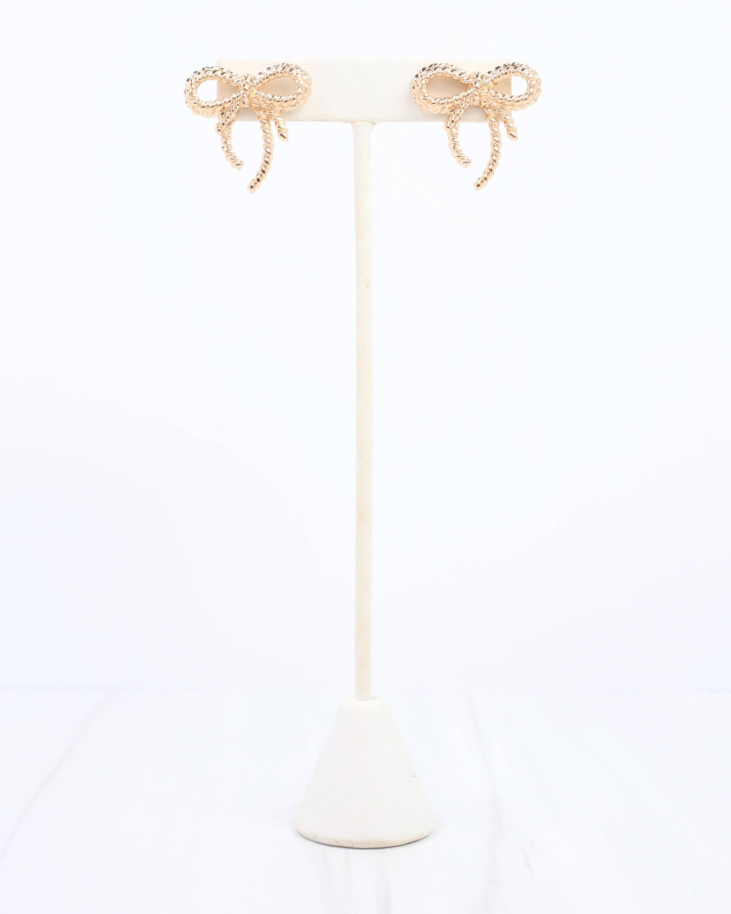 Branson Textured Bow Stud Earring Gold