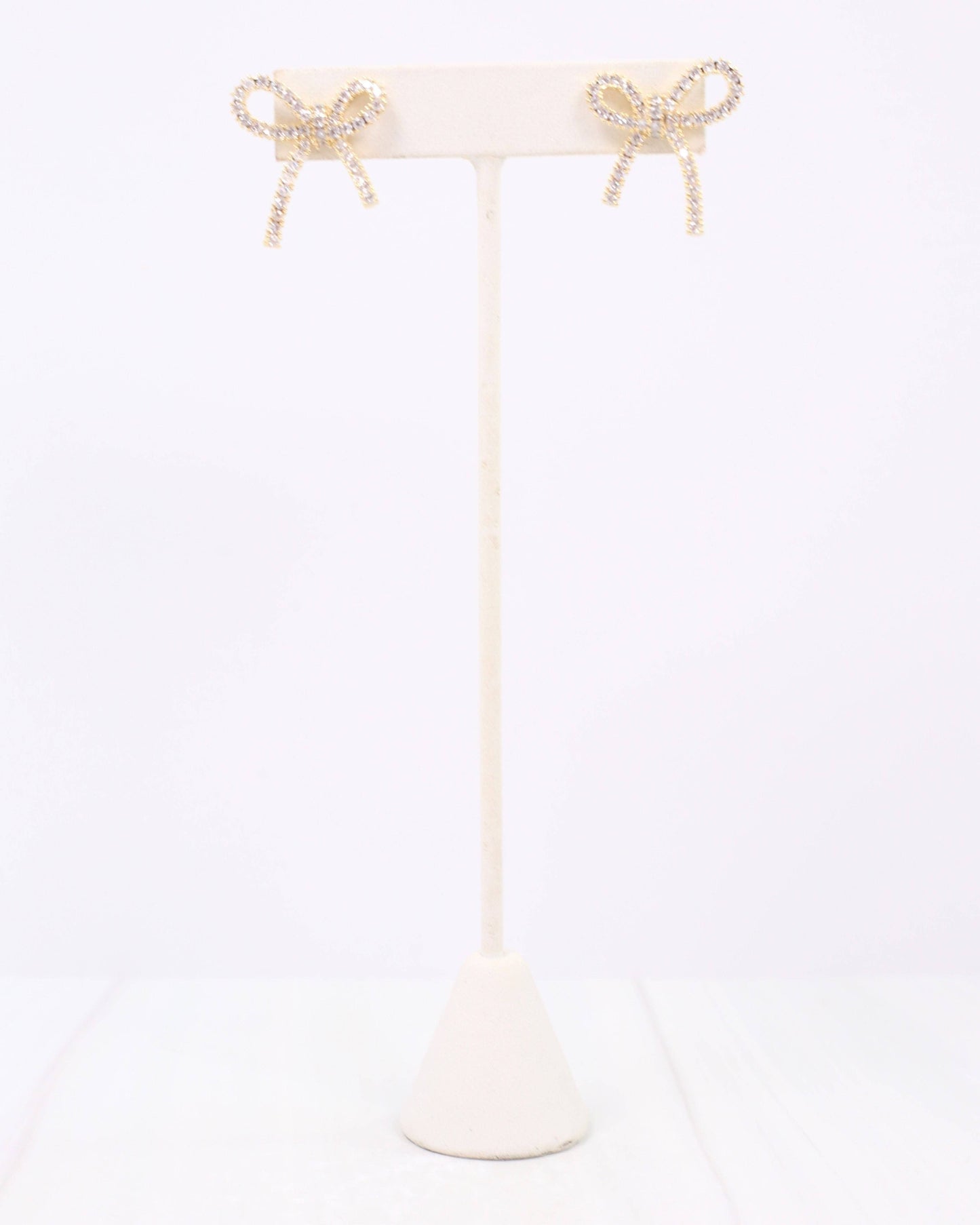 Calla Crystal Bow Stud Gold