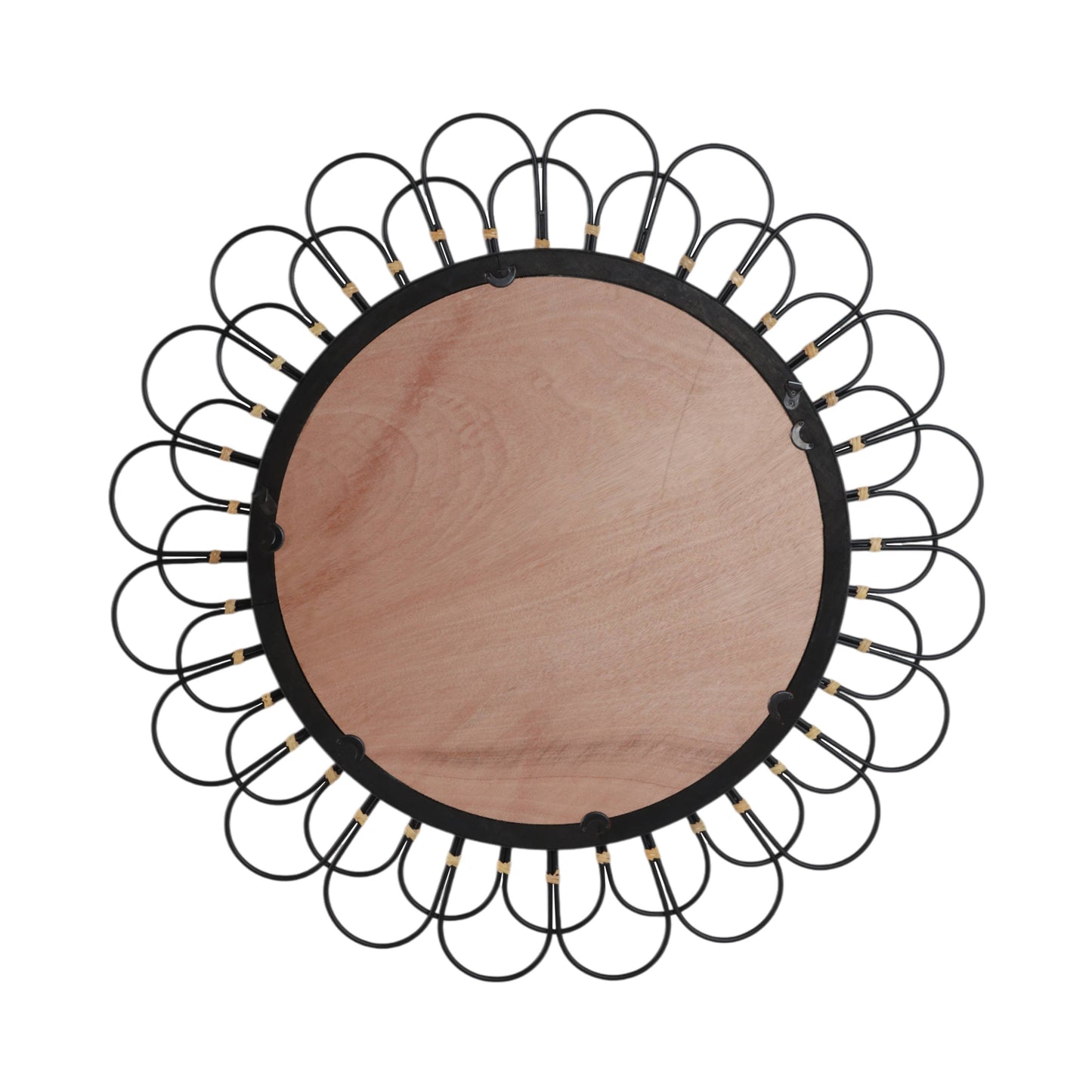 Black 36 in. Metal Round Daisy Wall Mirror