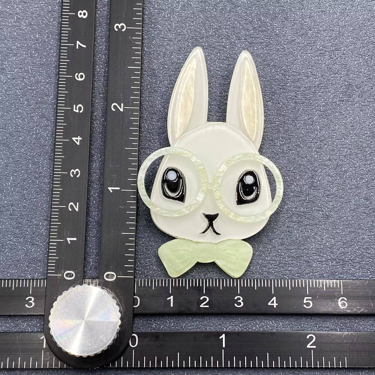 Rabbit with Glasses Acrylic Brooch