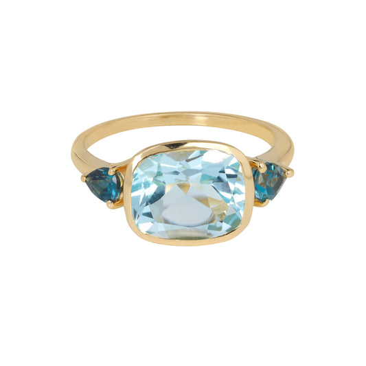 Azure Blue Topaz Trio Ring