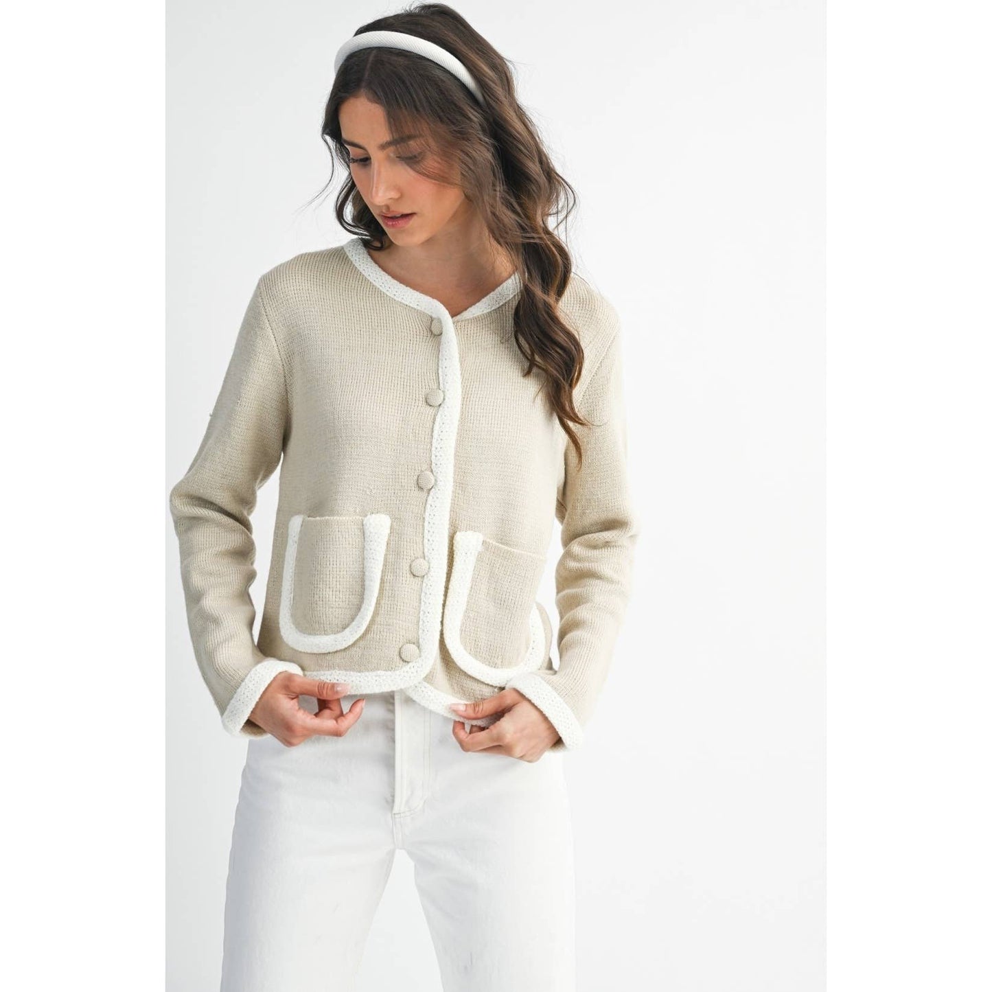 Stylish Knit Cardigan With Pocket Detail