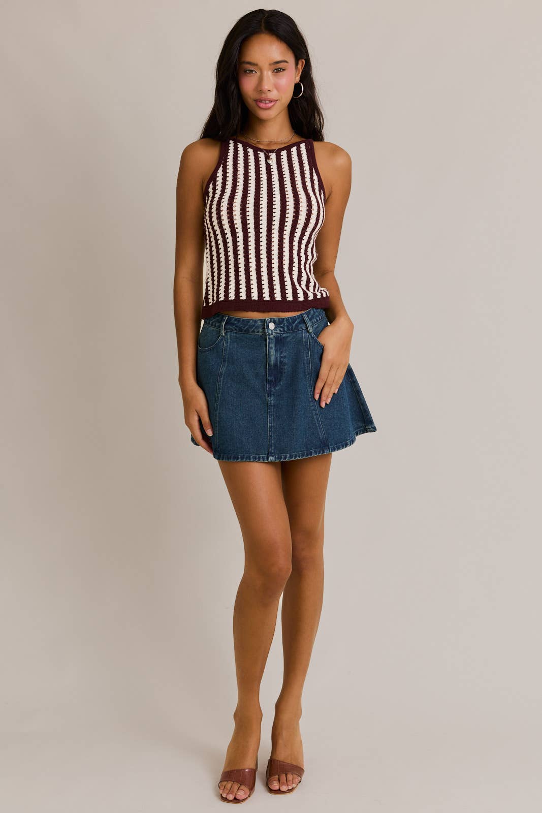 BOAT NECK SLEEVELESS SWEATER TOP