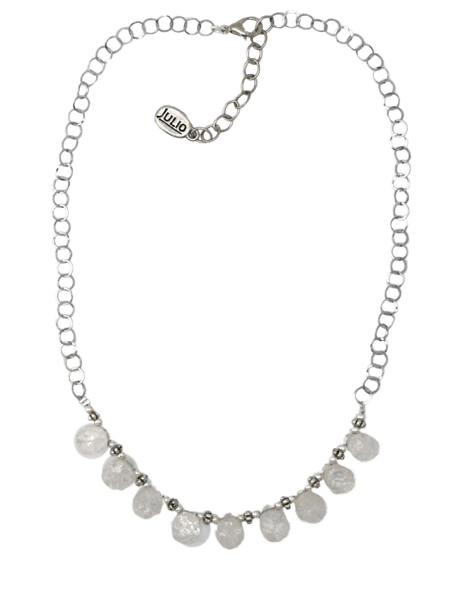 Generate Crackle Quartz Briolettes and Bubble Chain Necklace