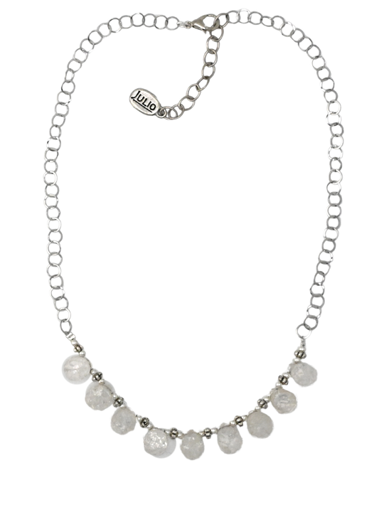 Generate Crackle Quartz Briolettes and Bubble Chain Necklace