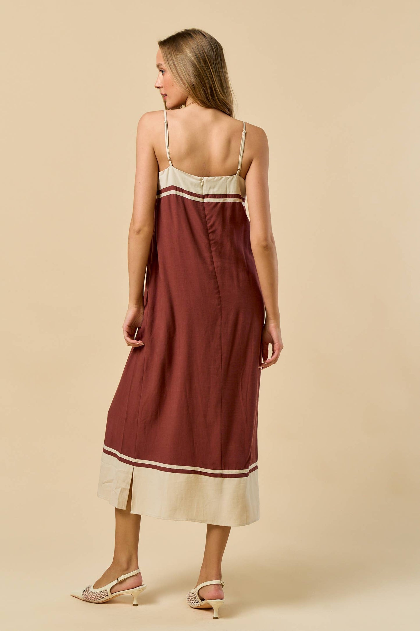 ILD4630 CONTRAST STRIPED MIDI DRESS
