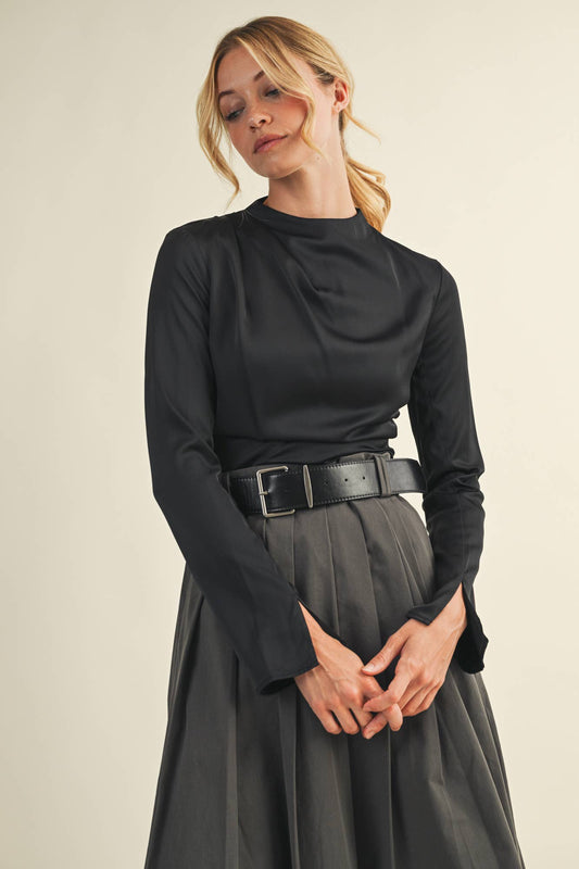 HIGH NECK RUCHED TOP