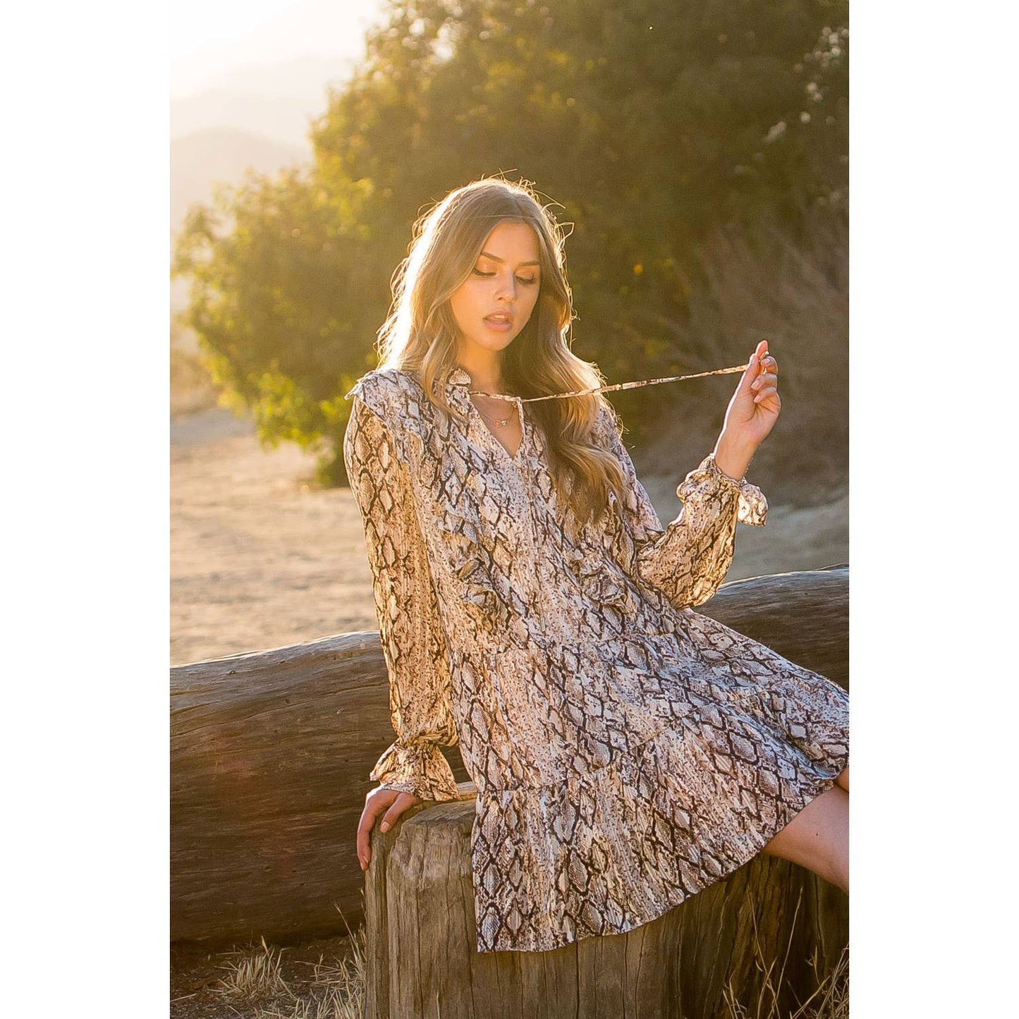 Snake Print Ruffle Dress