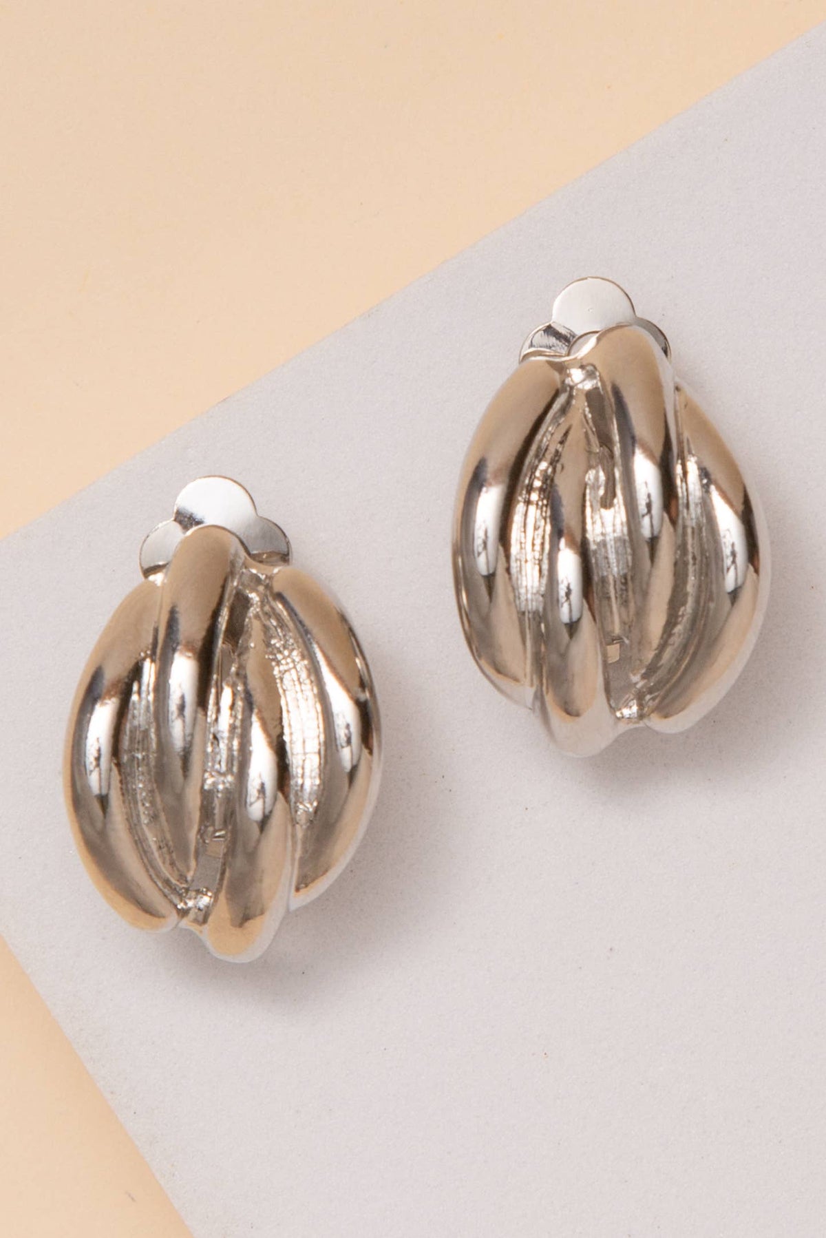 Ribbed Dome Clip On Earring
