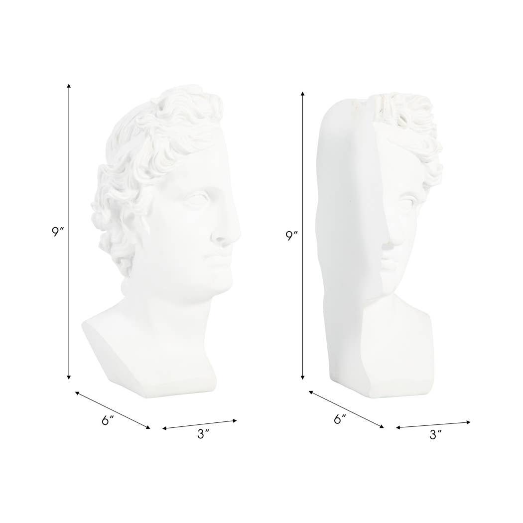 White 9 in. Resin Greek Goddess Bookends (Set of 2)