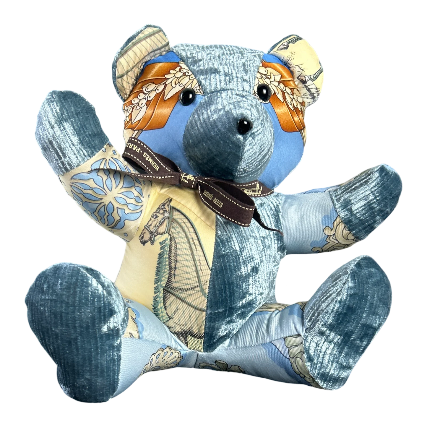Vintage Hermes Silk Scarf Patchwork Teddy Bear