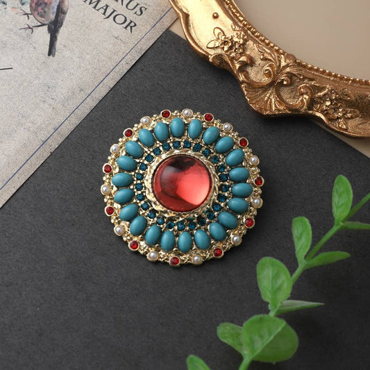 Vintage Baroque Brooch Enamel Plant Animal Pin