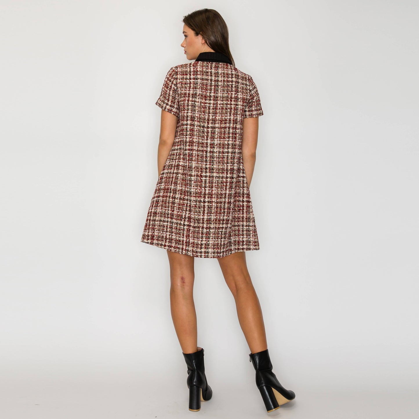 Tweed Love Mini Dress with Contrast Collar - LWD3194