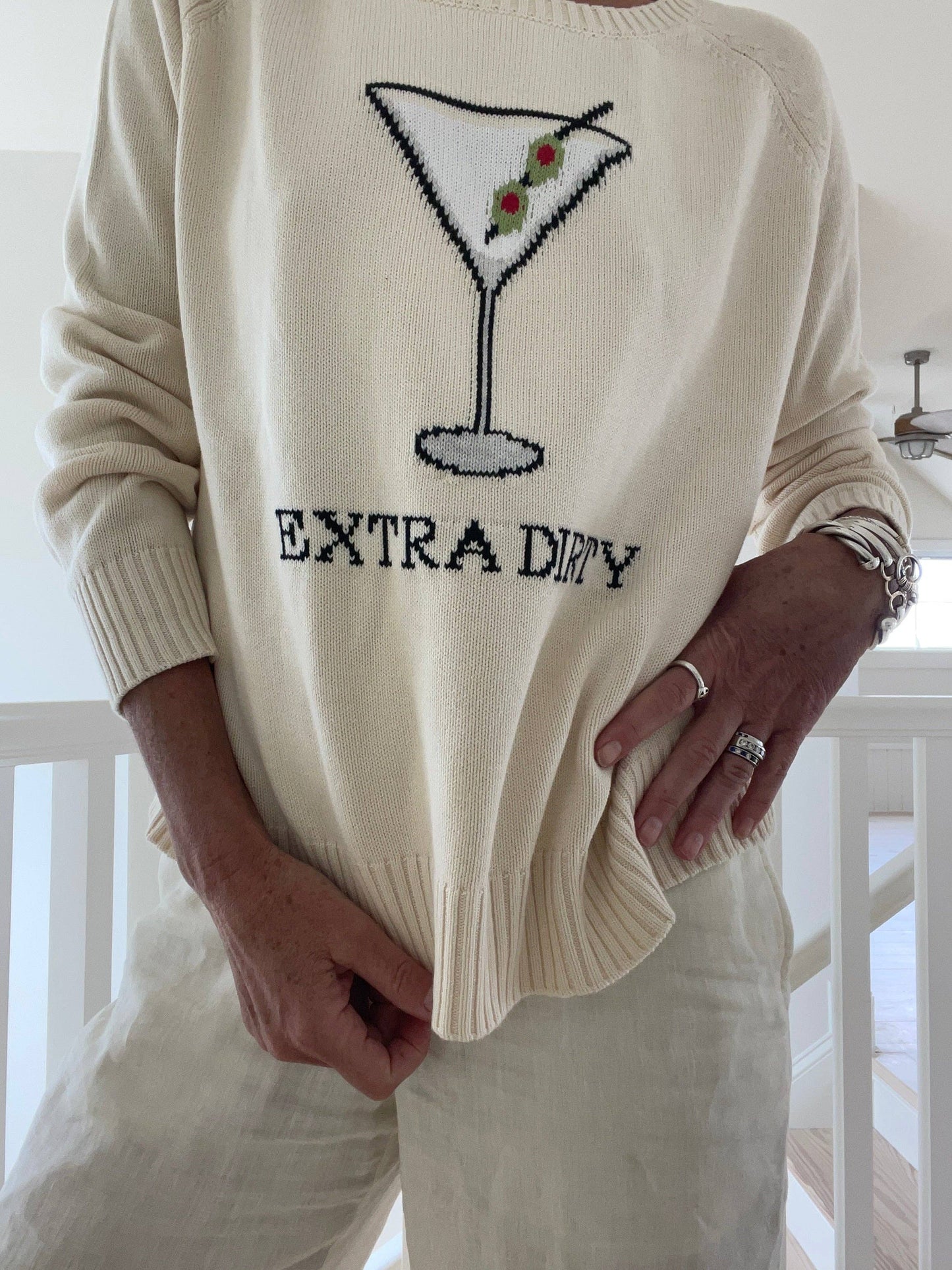Extra Dirty Martini Cotton Sweater Ivory
