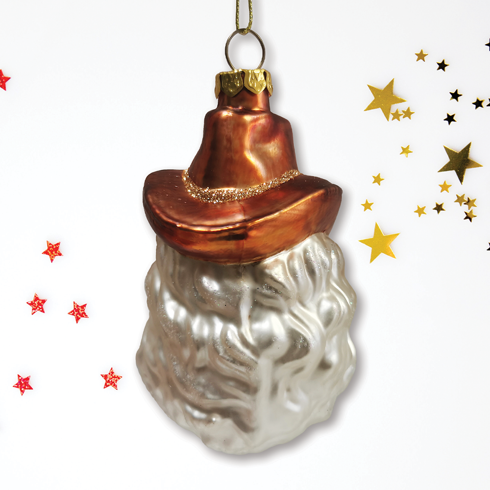 Western Cowboy Santa Vintage Frontier Glass Ornament