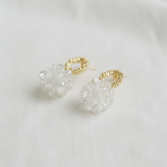 Colorful Hand-Beaded Floral Drop Earrings