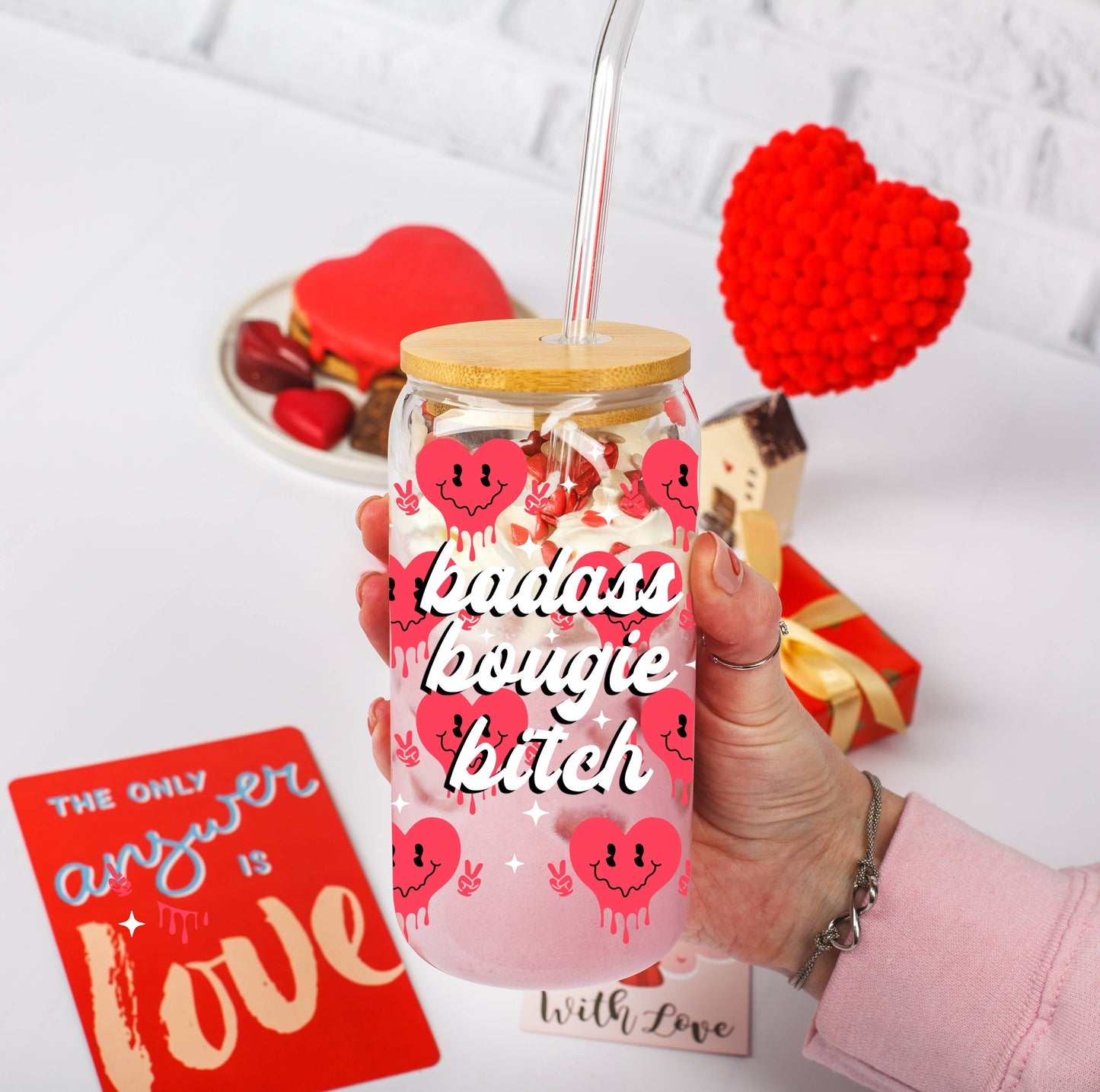 Valentines Day Gifts for Women Empowerment, Glass Tumblers