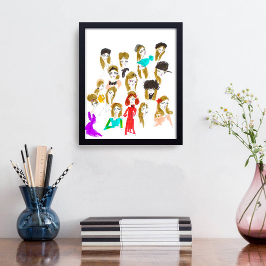 'Hats And Hair' Framed Print Wall Art by Chauncey Jacks