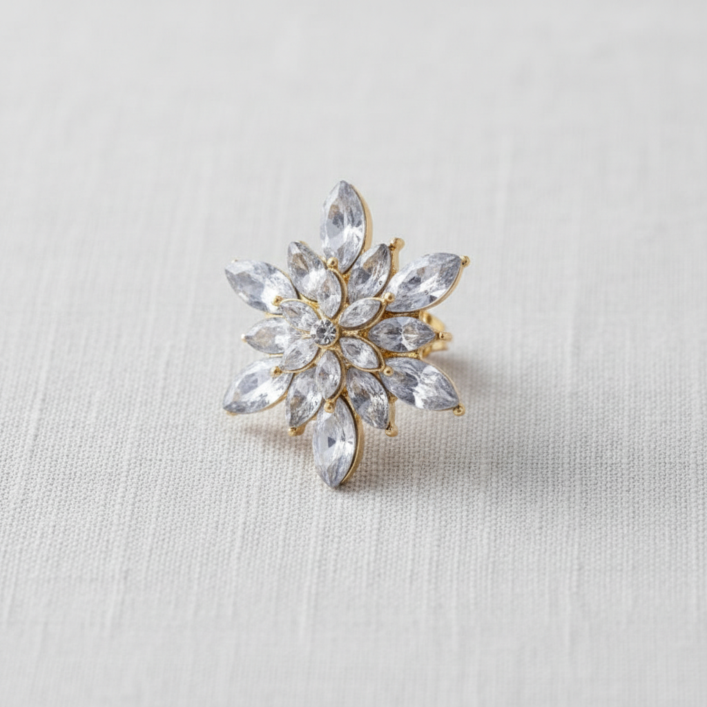 Crystal Floral Stud Earrings with S925 Silver Posts