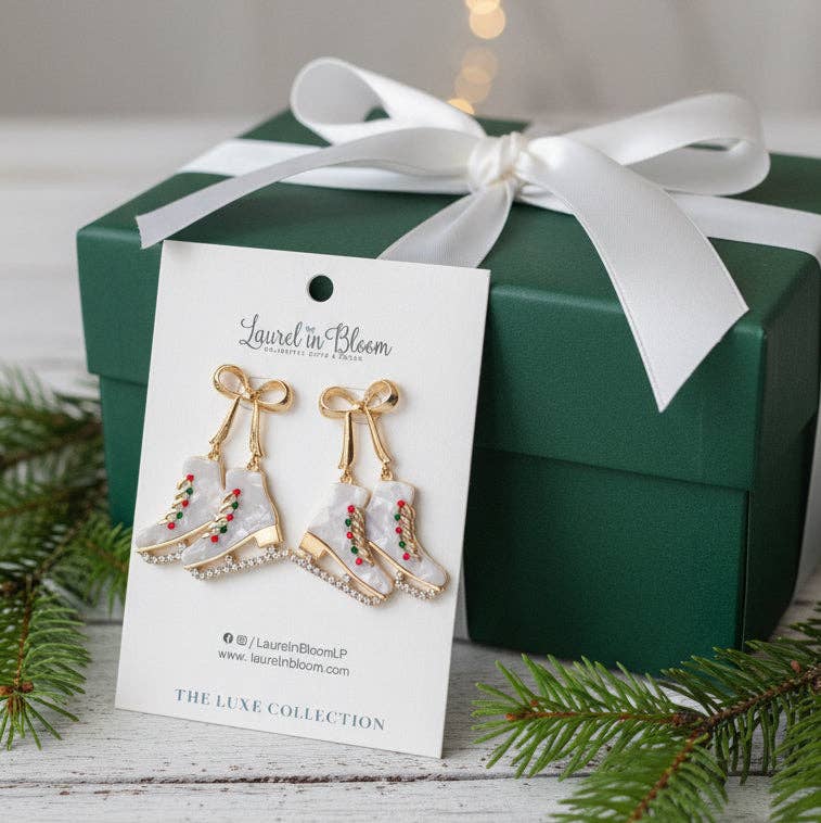 Holiday on Ice Skate Drop Earrings