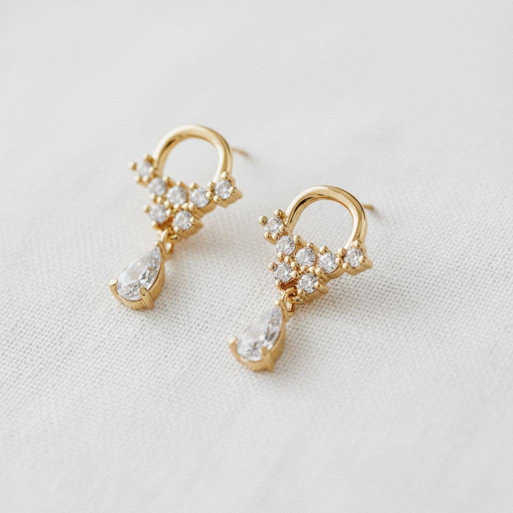 Vintage Inspired Cubic Zirconia Geometric Dangle