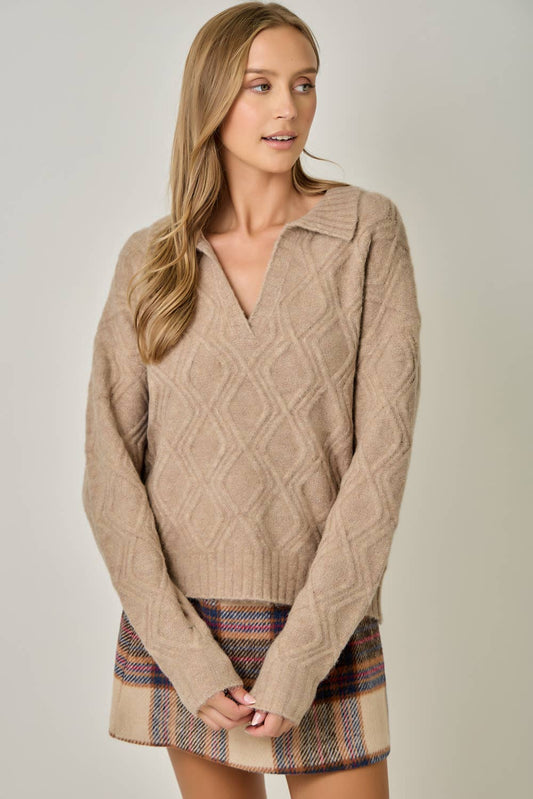 Diamond Textured Mohair Pullover
