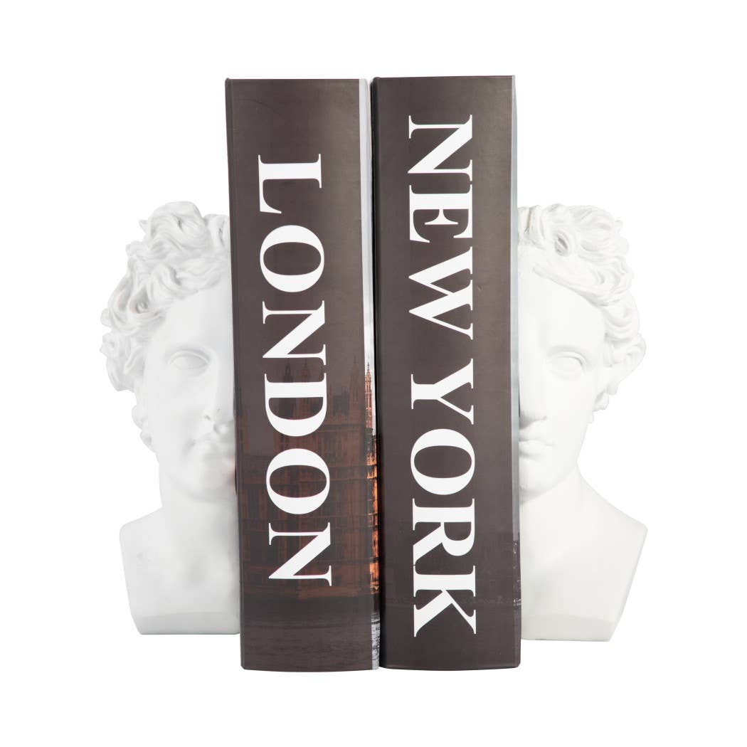 White 9 in. Resin Greek Goddess Bookends (Set of 2)