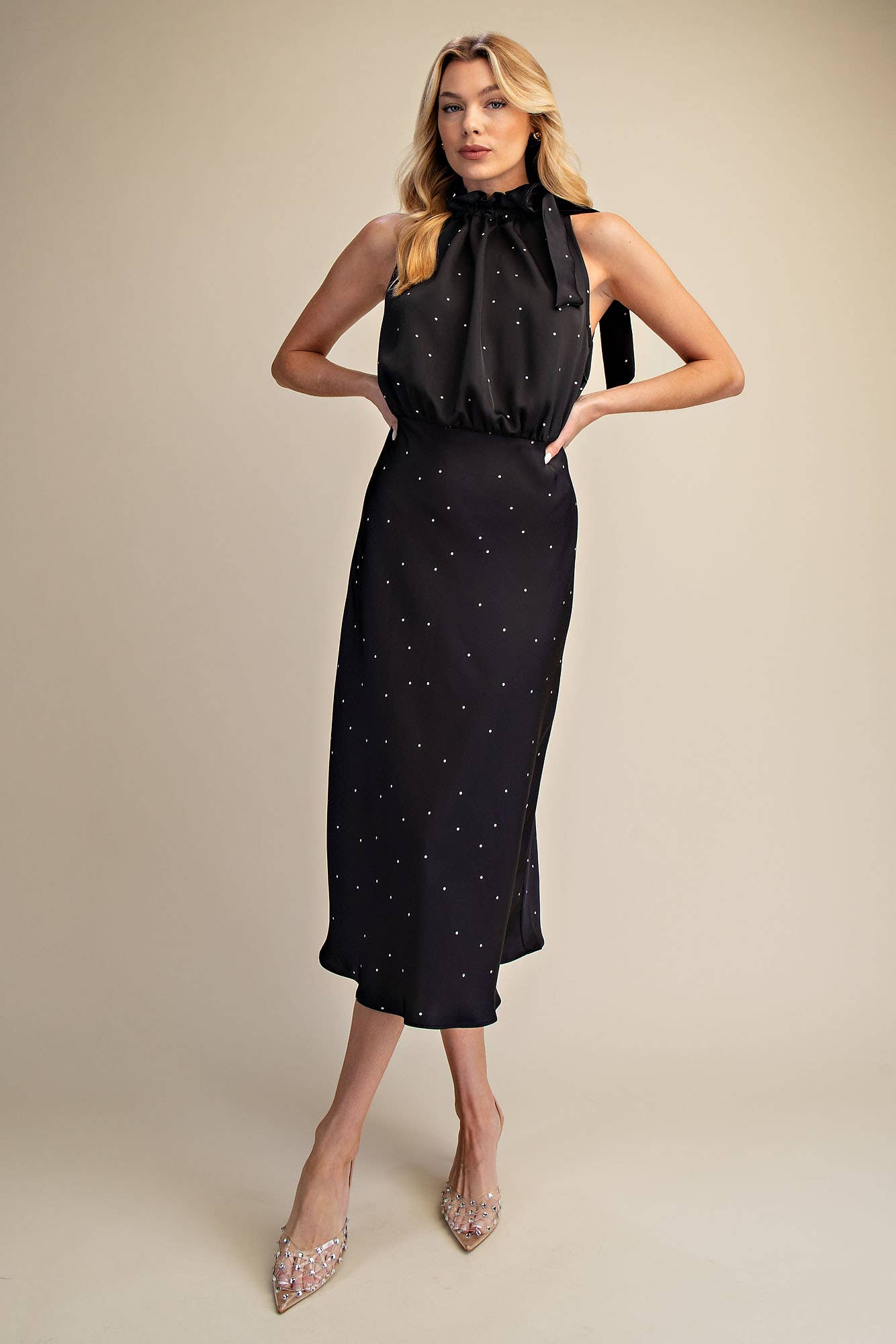 midi v neck black tie dress Inspire Chic Women's Wrap Long Sleeve Waist Casual Fall Dresses L Black, Size: Large or anytime you want a look thats understated yet unforgettable Baltic Born Womens Indie Back