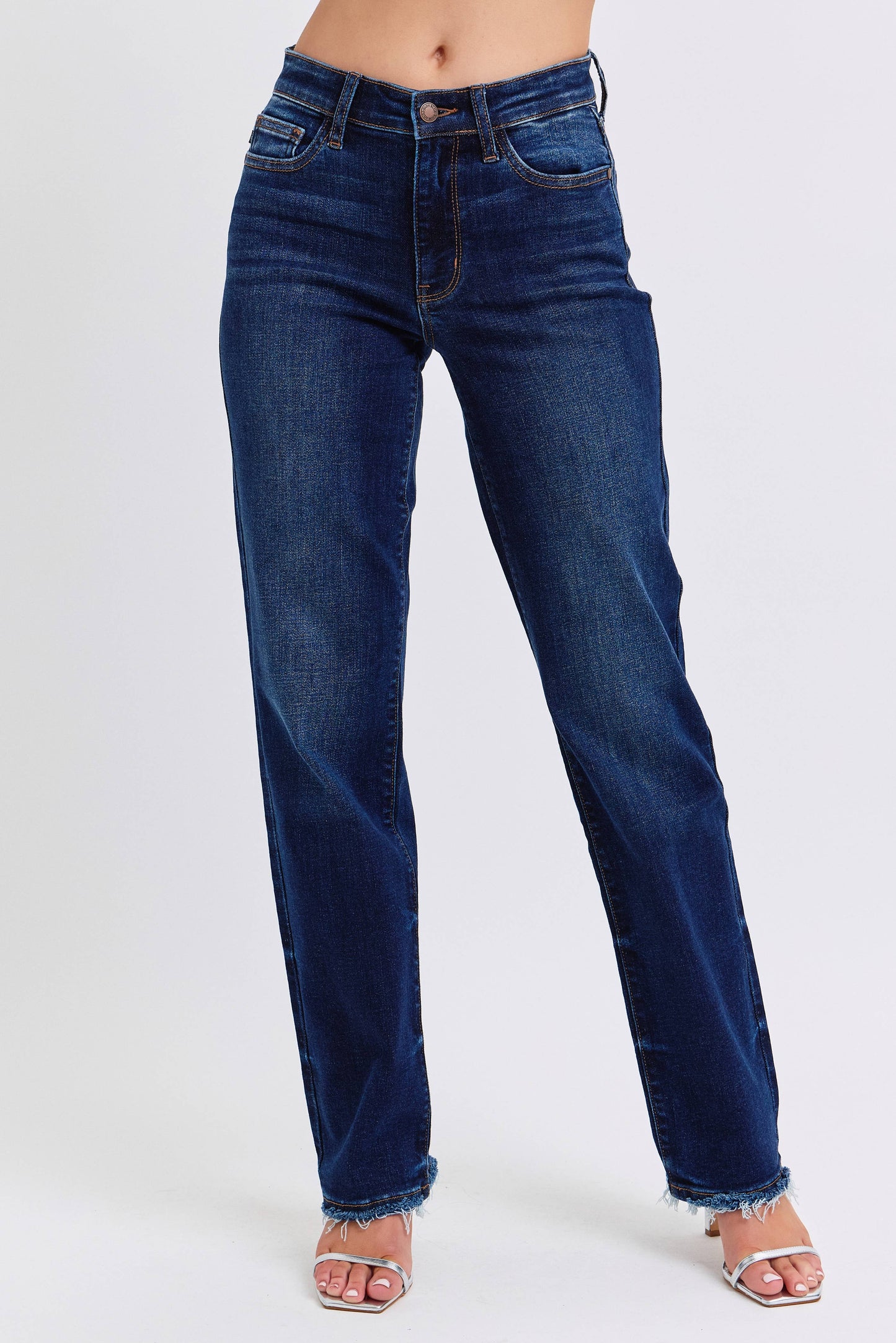 Mid Rise Straight Leg with Fray Hem