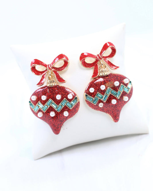 Bridger Bow and Ornament Earring Red