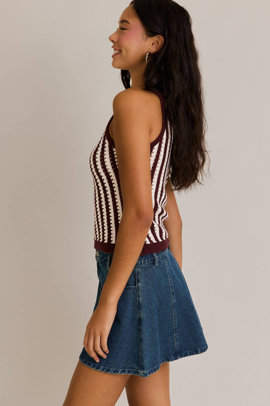 BOAT NECK SLEEVELESS SWEATER TOP