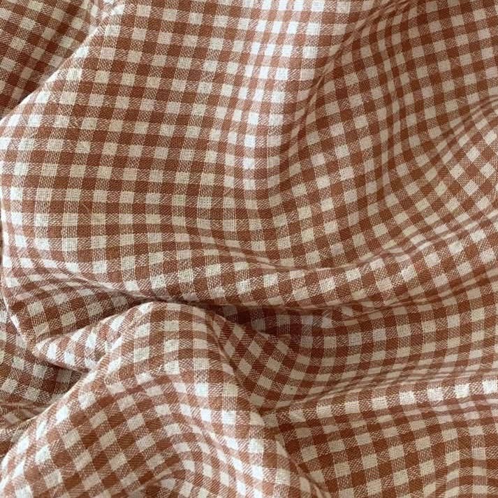 Christmas Cotton Gingham Wreath Sash Beige