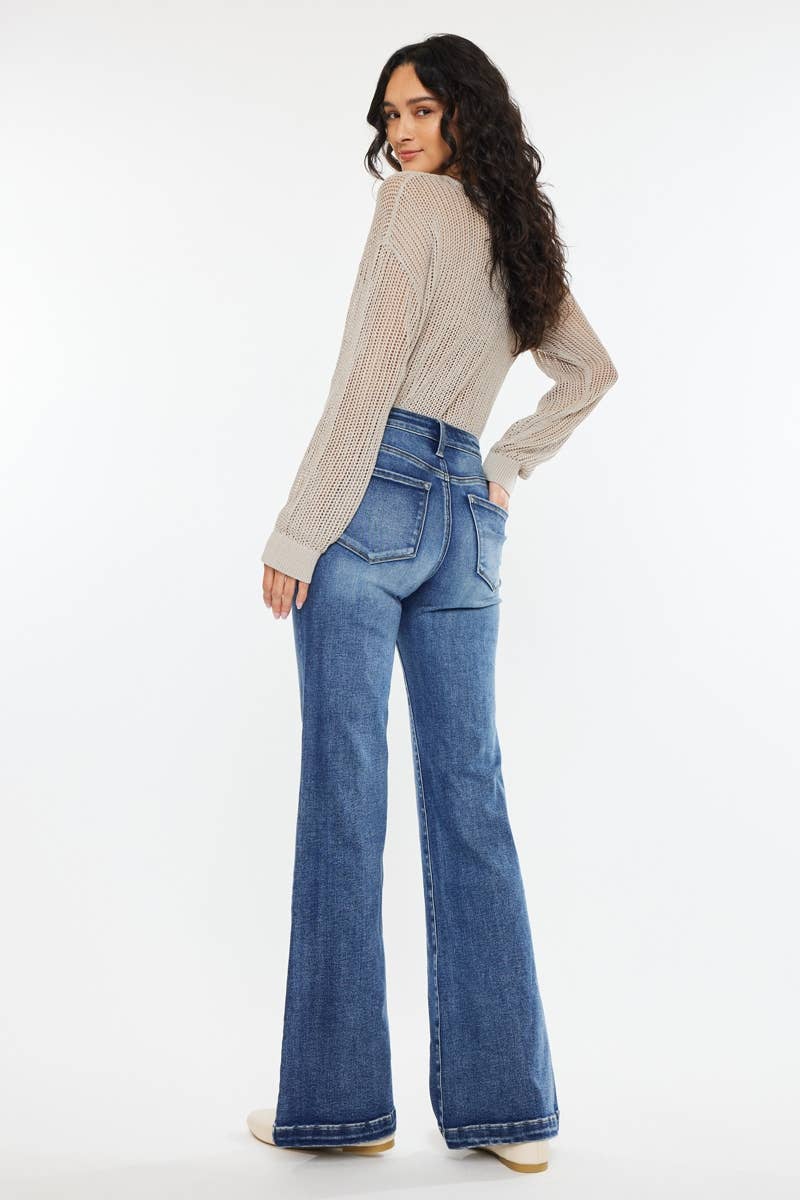OPEN PACK HIGH RISE WIDE LEG FLARE JEANS-KC20024D