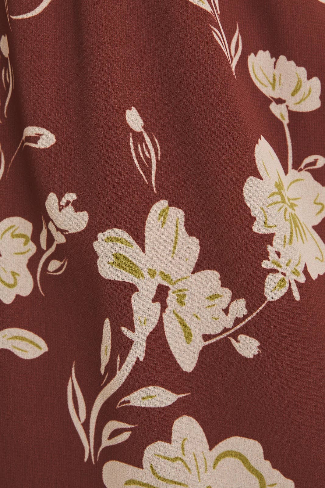 ROUND NECK FRONT TIE LONG SLEEVE FLARE HEM FLORAL DRESS