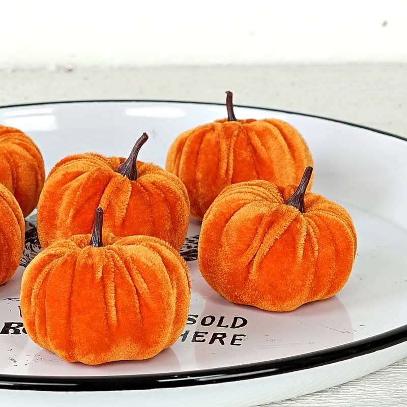 ISB79865- Mini Velvet Pumpkin Bagx6-OR