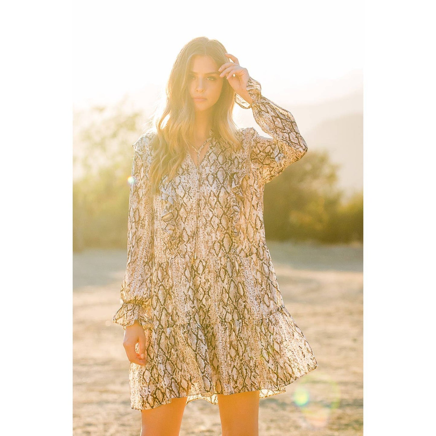 Snake Print Ruffle Dress