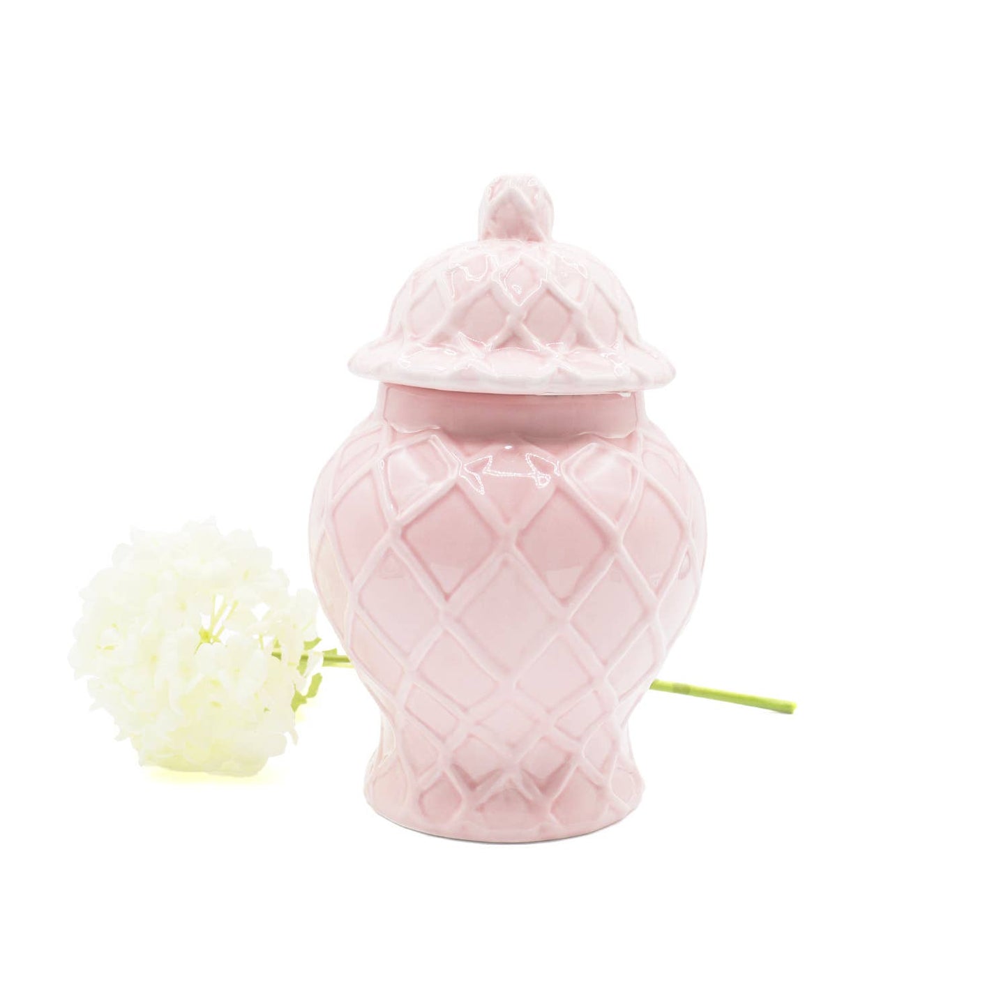 Pink Textured Ginger Jar with Lid, Small