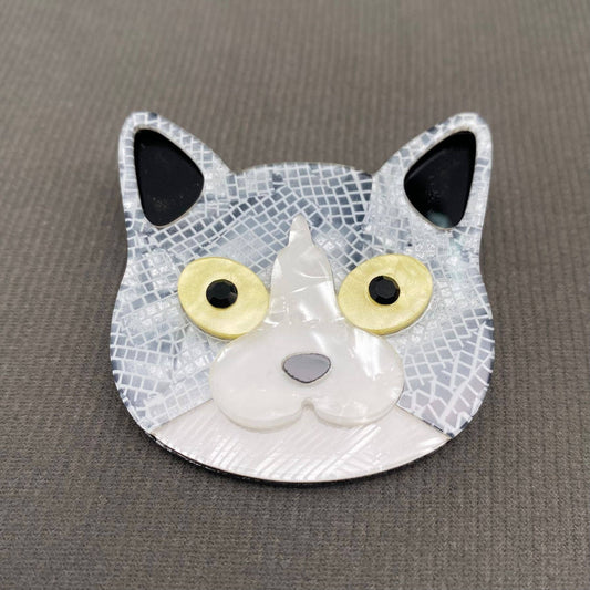 Acrylic Cat's Head Brooch