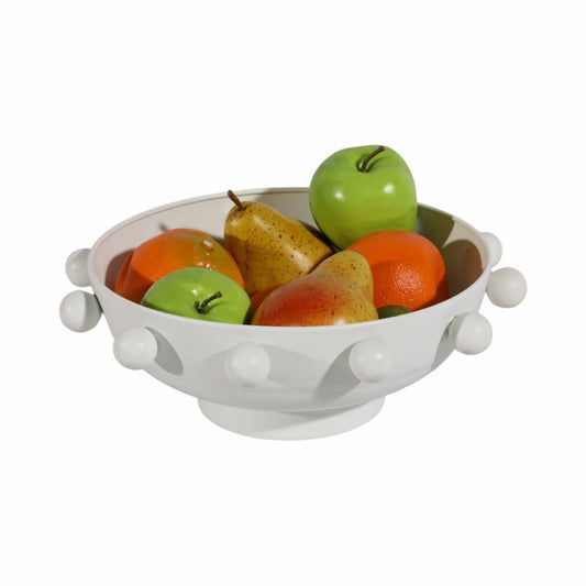 White 11 in. Iron Novelty Hobnail Solid Casual Home Bowl