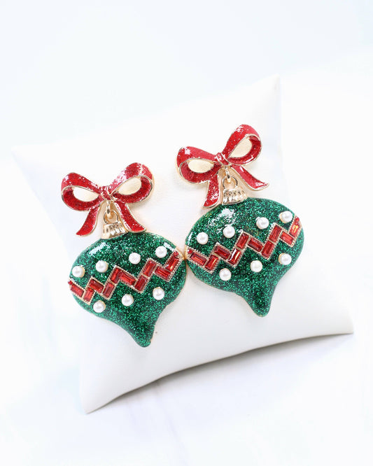Bridger Bow and Ornament Earring Green